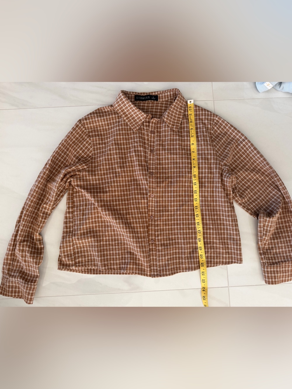 Worn once* Lioness Mustard Plaid Button-Down Shirt- REVOLVE - Picture 6 of 9